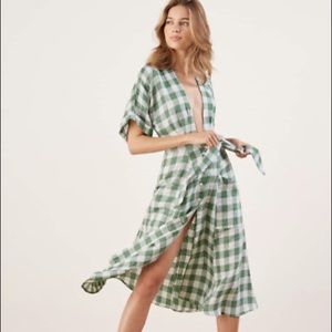 Reformation green gingham Geneva dress